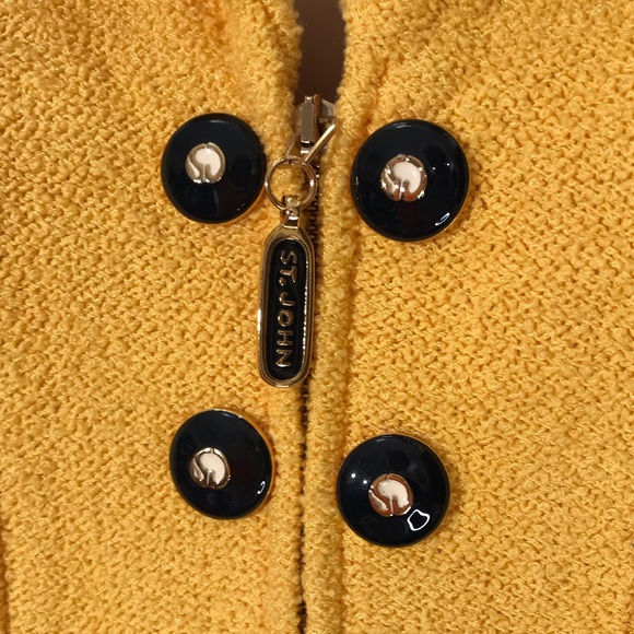Vtg St. John Collection Marie Gray bright yellow woven zip up blazer type jacket - Picture 6 of 13